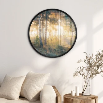 Poster Sonnenschein im Birkenwald - Kado - Rund 
