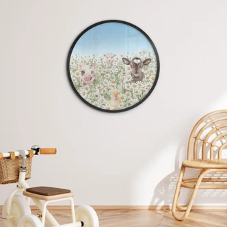 Poster Farm animals on a flower meadow - Kikki Belle 