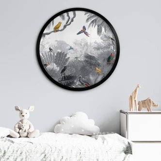 Poster Kikki Belle - Tropische Vogels in het zwart wit 