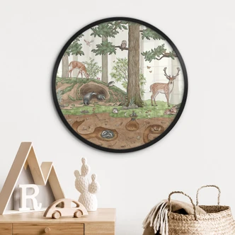 Poster Wimmelbild Waldtiere - Kikki Belle - Rund 