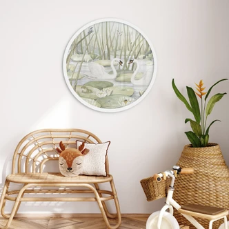 Poster Two swans in the pond - Kikki Belle 
