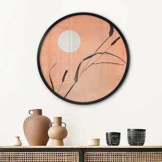 Poster Schilf im pfirsichfarbenen Sonnenschein - Kubistika - Rund 