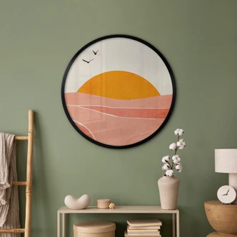 Plakat Solopgang i landskabet rundt - Kubistika 