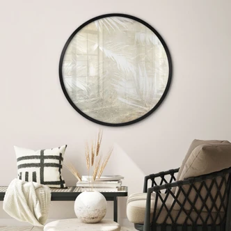 Abstrakt Poster med vita palmblad - Kulik - Round 