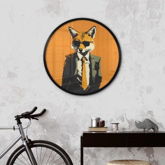 Poster Cooler Fuchs im Anzug - Magnusson - Rund Poster Cooler Fuchs im Anzug - Magnusson - Rund