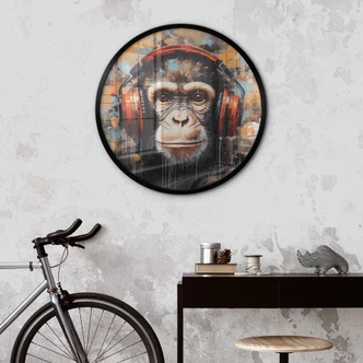 Poster DJ-aap met hoofdtelefoon - Magnusson 