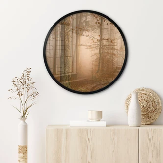 Poster Dunst und Licht im herbstlichen Wald - Maier - Rund 