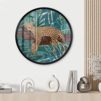 Children's room poster leopard in emerald green jungle - Manovski - Round 