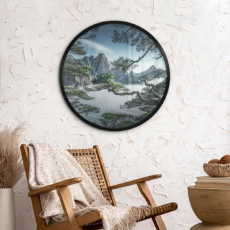 Poster Kiefernwald im Huang Shan Gebirge - NingYun Ye - Rund 