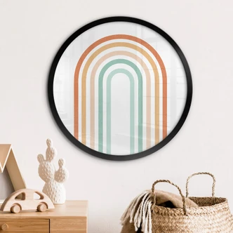 Poster Regenbogen Boho - Kinderposter Rund 