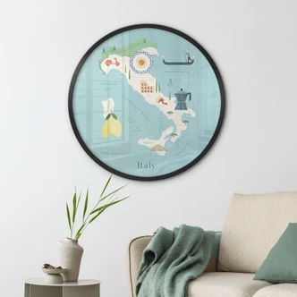 Plakat Kort over Italien - Rivers 