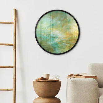 Póster horizonte abstracto en verde lima - Schmucker - Redondo 