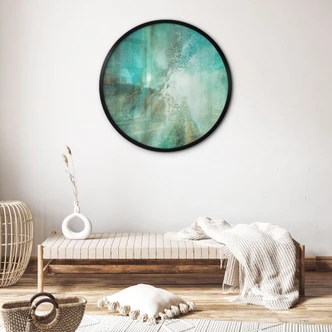 Póster Turquesa abstracto en luz y estructura - Schmucker - Redondo 