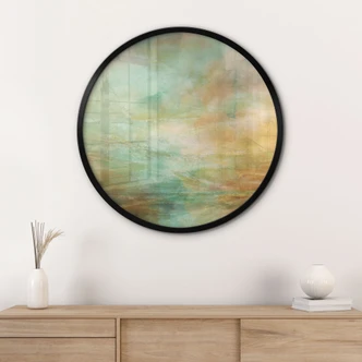 Poster Türkisgoldenes Licht am Meer - Schmucker - Rund 