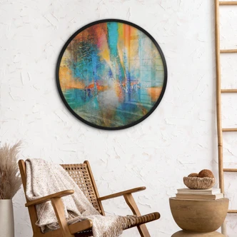 Póster Urban light en azul y naranja - Schmucker - Redondo 