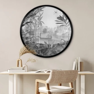 Poster rond Sir Edward - Landschap met Luipaarden zwart-wit Poster rond Sir Edward - Landschap met Luipaarden zwart-wit