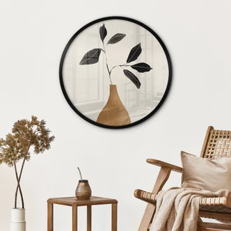 Poster Zweig in goldener Vase - ThingDesign - Rund 