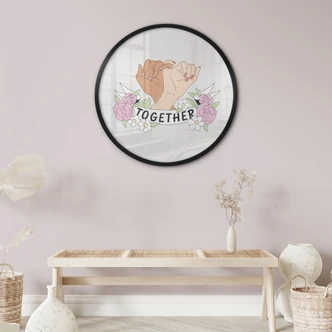 Poster Samen Zusterschap Bloemen Handen - Rond 