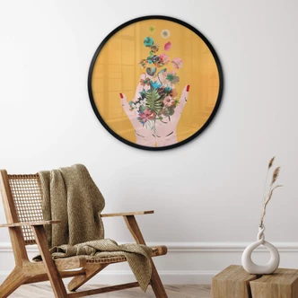 Ronde Poster Treechild - Colorful flowers in Frida's hands 