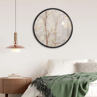 Poster Filigrane Blätter Beige - Treechild - Rund 