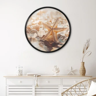 Poster Muscheln am sonnigen Strand - Treechild - Rund 