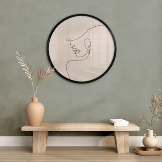 Poster Fijne contouren van een vrouw - Lijn Art - Tunaboylu - Rond 