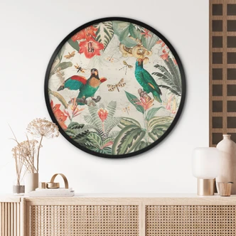 Poster Exotisk djungel med papegojor - UN Designs - Round 