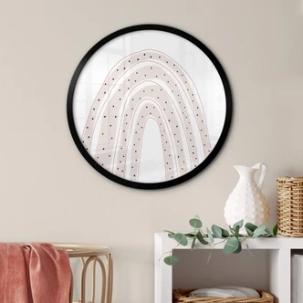 Póster para habitación infantil uplusmestudio - Arco iris con lunares - Redondo 