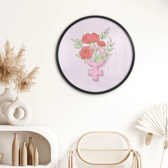 Poster Venuszeichen mit Blumen - Rund 