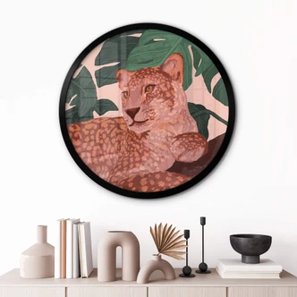 Poster Goed Blauw - Goldener Panther - Rund 