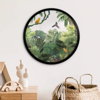 Poster Kikki Belle - Tropiska fåglar - Rund Poster Kikki Belle - Tropiska fåglar - Rund