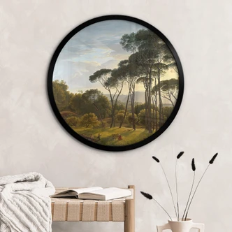 Poster Voogd - Italienische Landschaft mit Schirmkiefern - Rund 