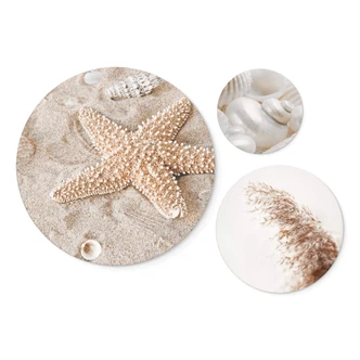 Tableau sur alu-Dibond rond Set Moments de plage (3 pièces) 