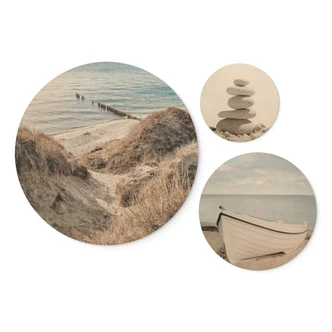 Wandcirkel Hout Beach Flair (3-delig) 