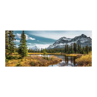 Self-adhesive kitchen splashback Mountain idyll in a magical pine forest 
