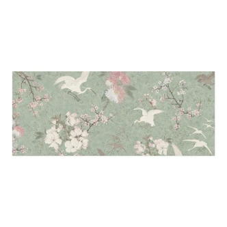 Zelfklevende Keukenachterwand Kraanvogels in kersenbloesemgroen - Bloomery Decor Zelfklevende Keukenachterwand Kraanvogels in kersenbloesemgroen - Bloomery Decor