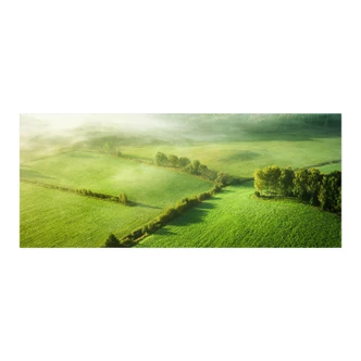 Self-adhesive kitchen splashback Idyllic fields in the fog | for the cooking area - Basement 