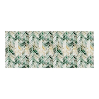 Selvklæbende stænkplade til køkken Grønt sildebensmønster i akvarel - Treechild 