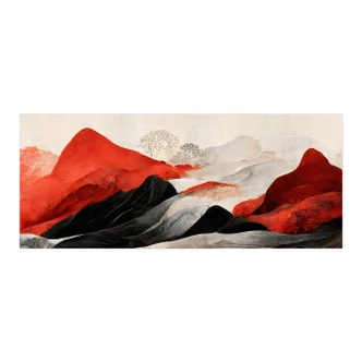 Self-adhesive kitchen splashback Treechild - Red mountains in Japandi style 