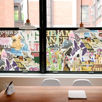 Sichtschutzfolie Abgerissene Poster 2 - quadratisc 