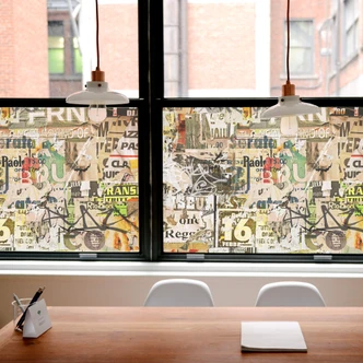 Sichtschutzfolie Abgerissene Poster - quadratisch 