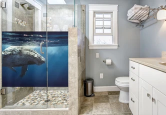 Sichtschutzfolie Buckelwal auf Tauchgang Sichtschutzfolie Buckelwal auf Tauchgang