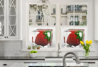 Sichtschutzfolie Erdbeereiswürfel - quadratisch Sichtschutzfolie Erdbeereiswürfel - quadratisch