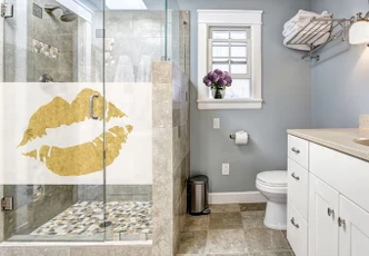 Pellicola adesiva per vetri - labbra dorate 