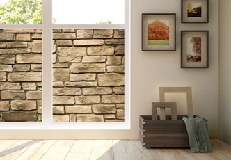 Pellicola adesiva per vetri - muro di pietra italiano (quadrato) 