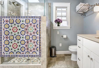 Pellicola adesiva per vetri - piastrelle orientali 01 (quadrato) 