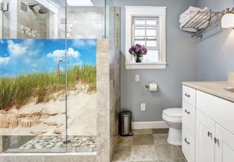 Pellicola adesiva per vetri - paesaggio con dune sulla costa del Mar Baltico (quadrato) 