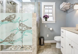 Pellicola adesiva per vetri - illustrazione passeri (quadrato) 