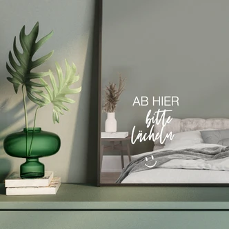 Spiegel Sticker Ab hier bitte lächeln 