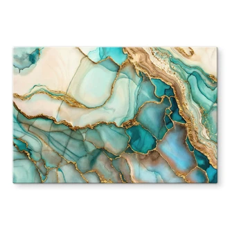 Crédence Vagues marbrées turquoise et or - Haase 